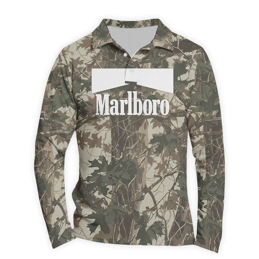 Marlboro Country Camo Golf Long Sleeve Polo Shirt