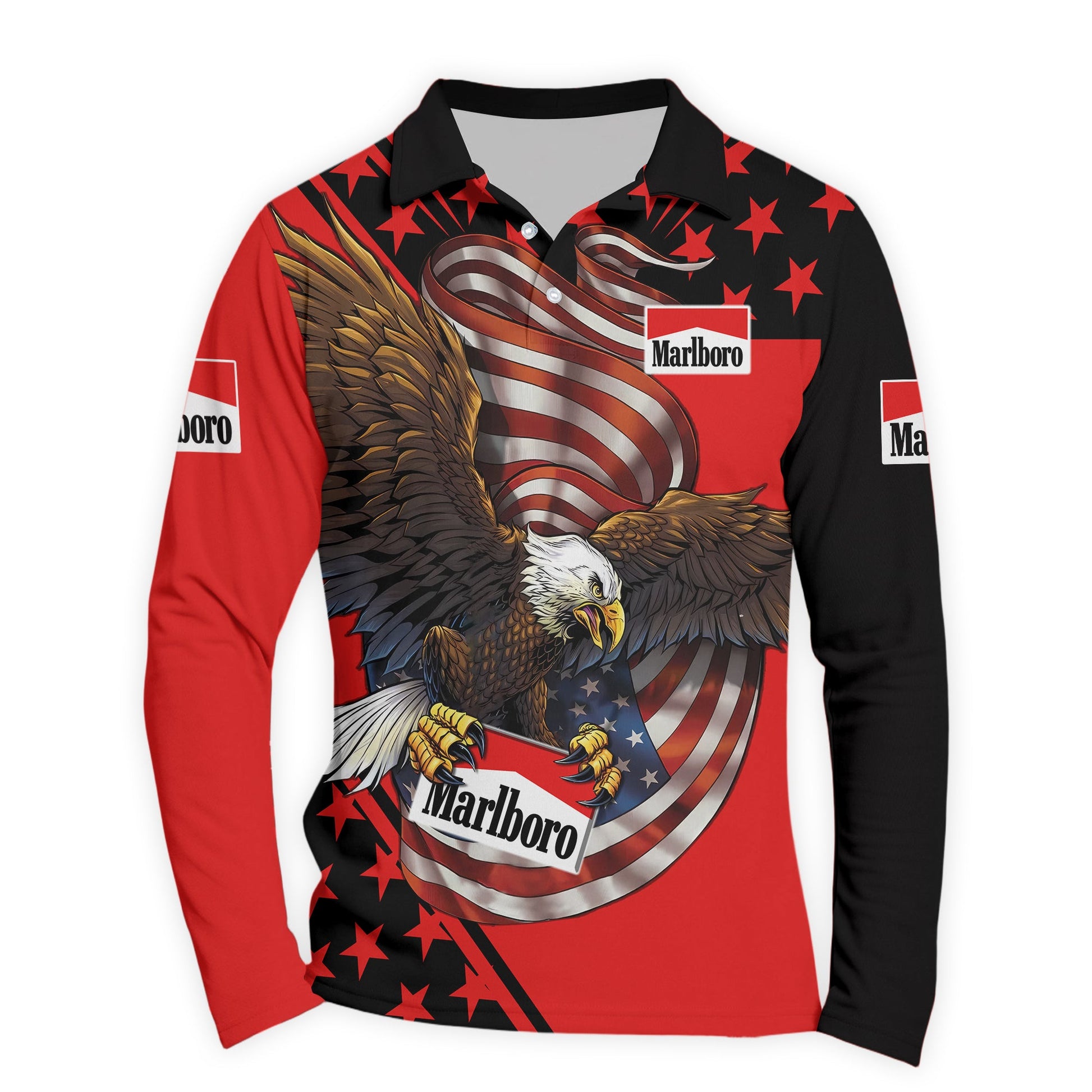 Marlboro USA Iron Wings Legion Golf Long Sleeve Polo Shirt