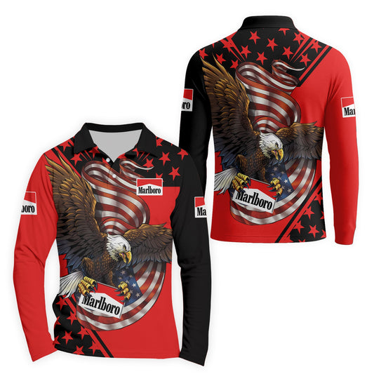 Marlboro USA Iron Wings Legion Golf Long Sleeve Polo Shirt