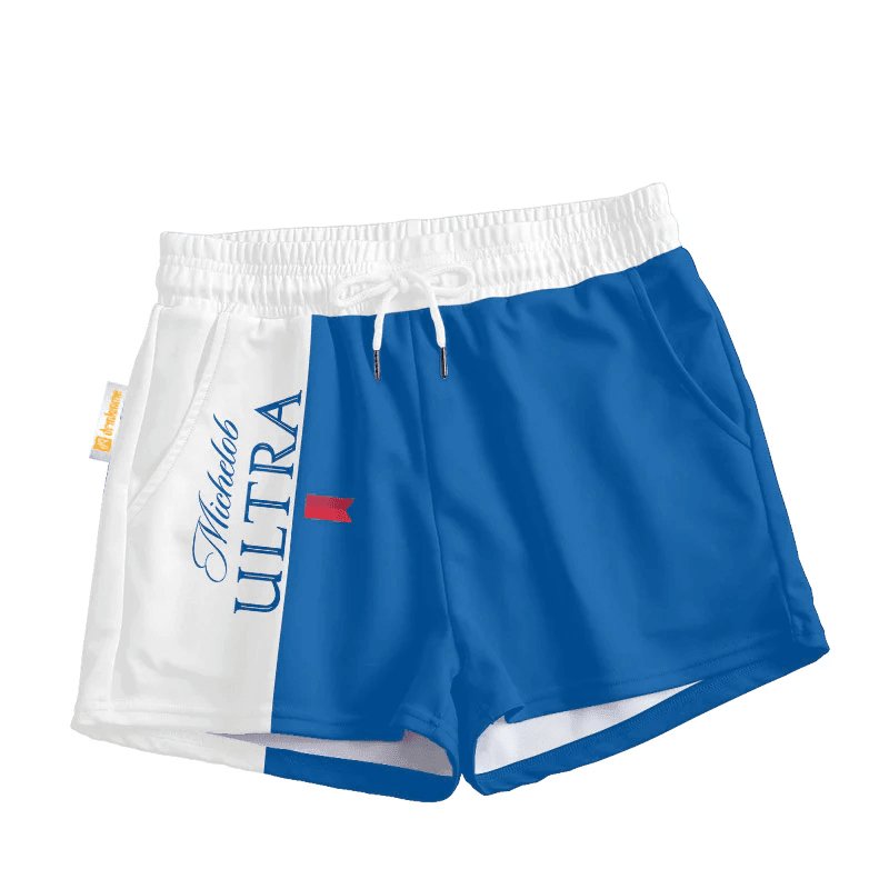 Michelob Ultra Blue And White Basic Women's Casual Shorts - VinoVogue.com