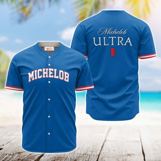 Michelob Ultra Blue Basic Jersey Shirt - VinoVogue.com