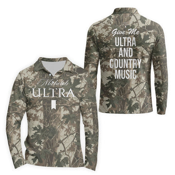  Michelob Ultra Country Camo Golf Long Sleeve Polo Shirt