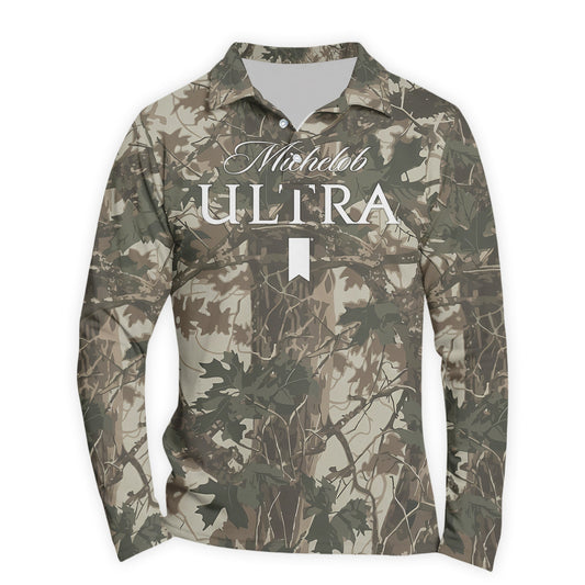  Michelob Ultra Country Camo Golf Long Sleeve Polo Shirt
