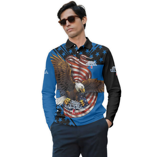 Michelob Ultra USA Iron Wings Legion Golf Long Sleeve Polo Shirt