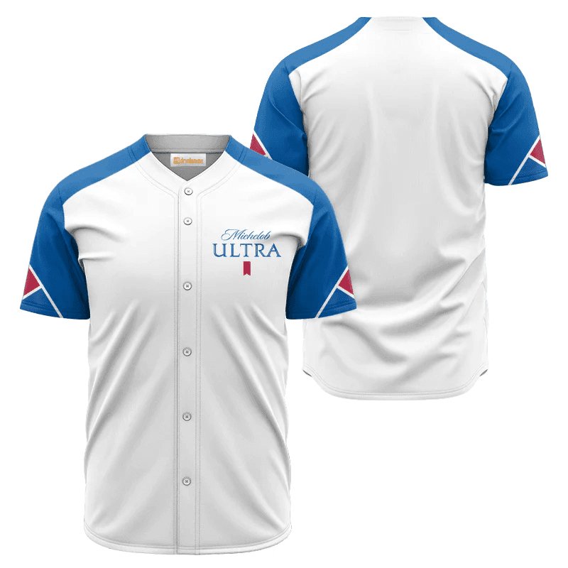 Michelob Ultra White And Blue Jersey Shirt - VinoVogue.com