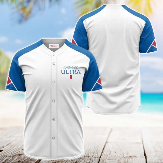 Michelob Ultra White And Blue Jersey Shirt - VinoVogue.com
