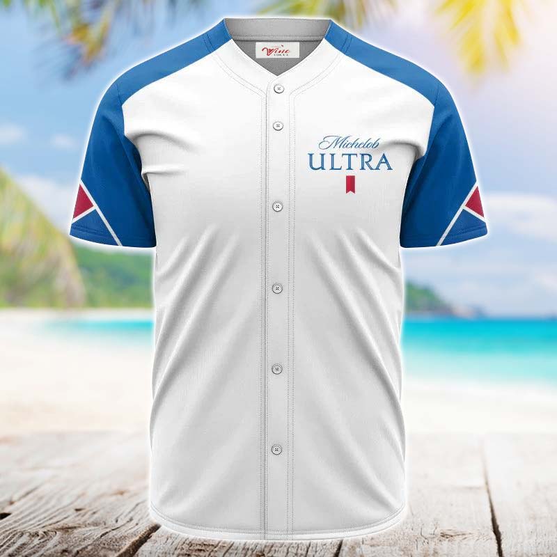 Michelob Ultra White And Blue Jersey Shirt - VinoVogue.com