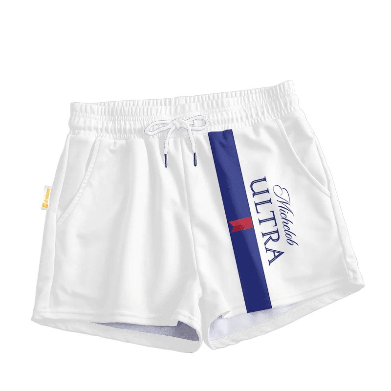 Michelob Ultra White Basic Women's Casual Shorts - VinoVogue.com