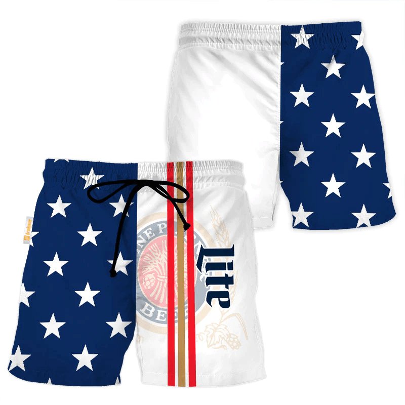 Miller Lite American Flag Swim Trunks - VinoVogue.com