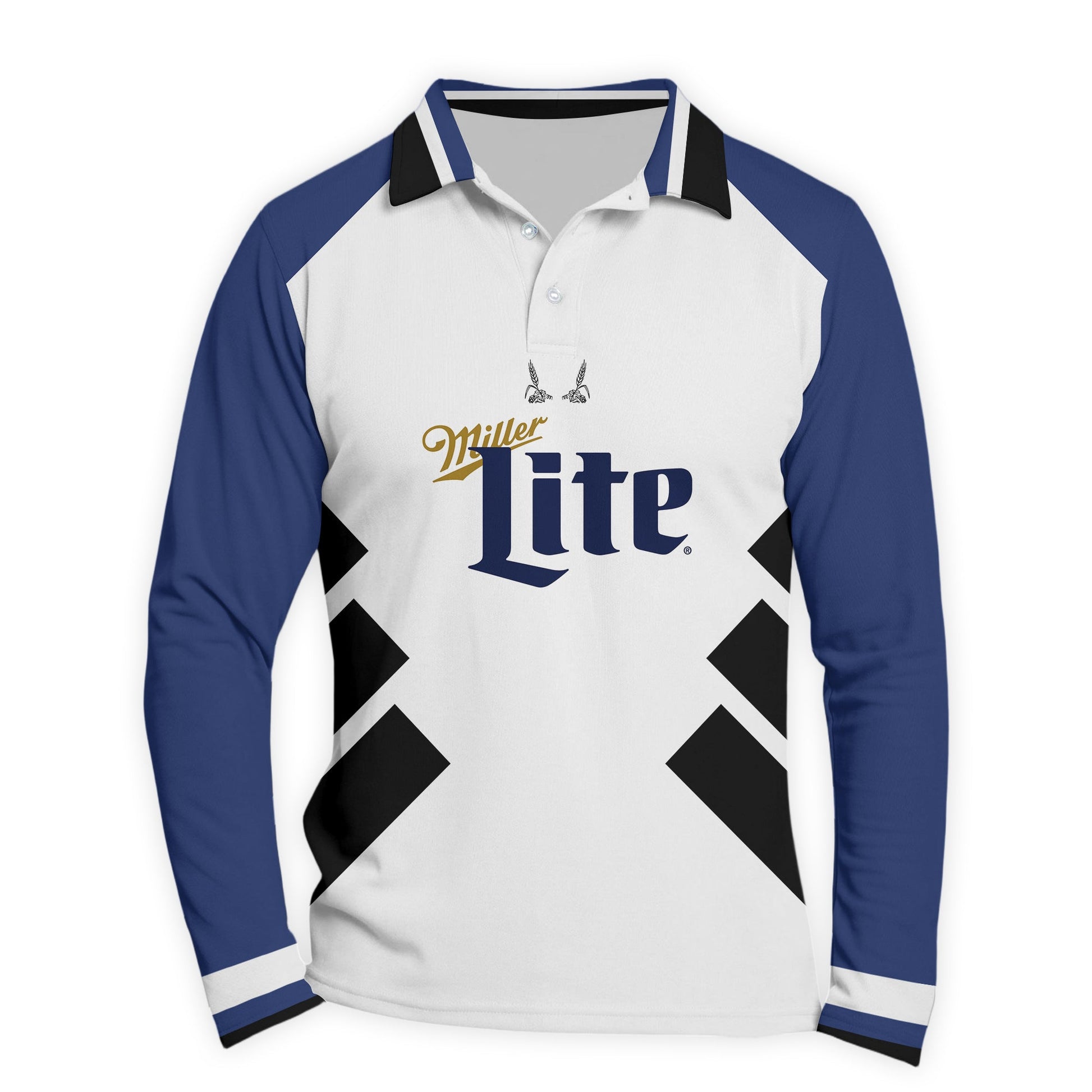  Miller Lite Bold Line Golf Long Sleeve Polo Shirt