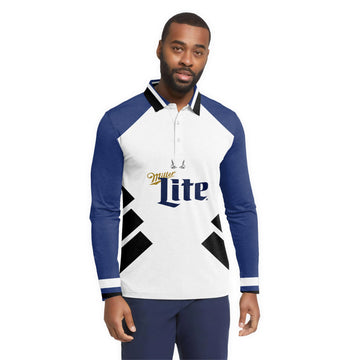  Miller Lite Bold Line Golf Long Sleeve Polo Shirt