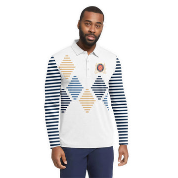  Miller Lite Diamond Stripe Golf Long Sleeve Polo Shirt