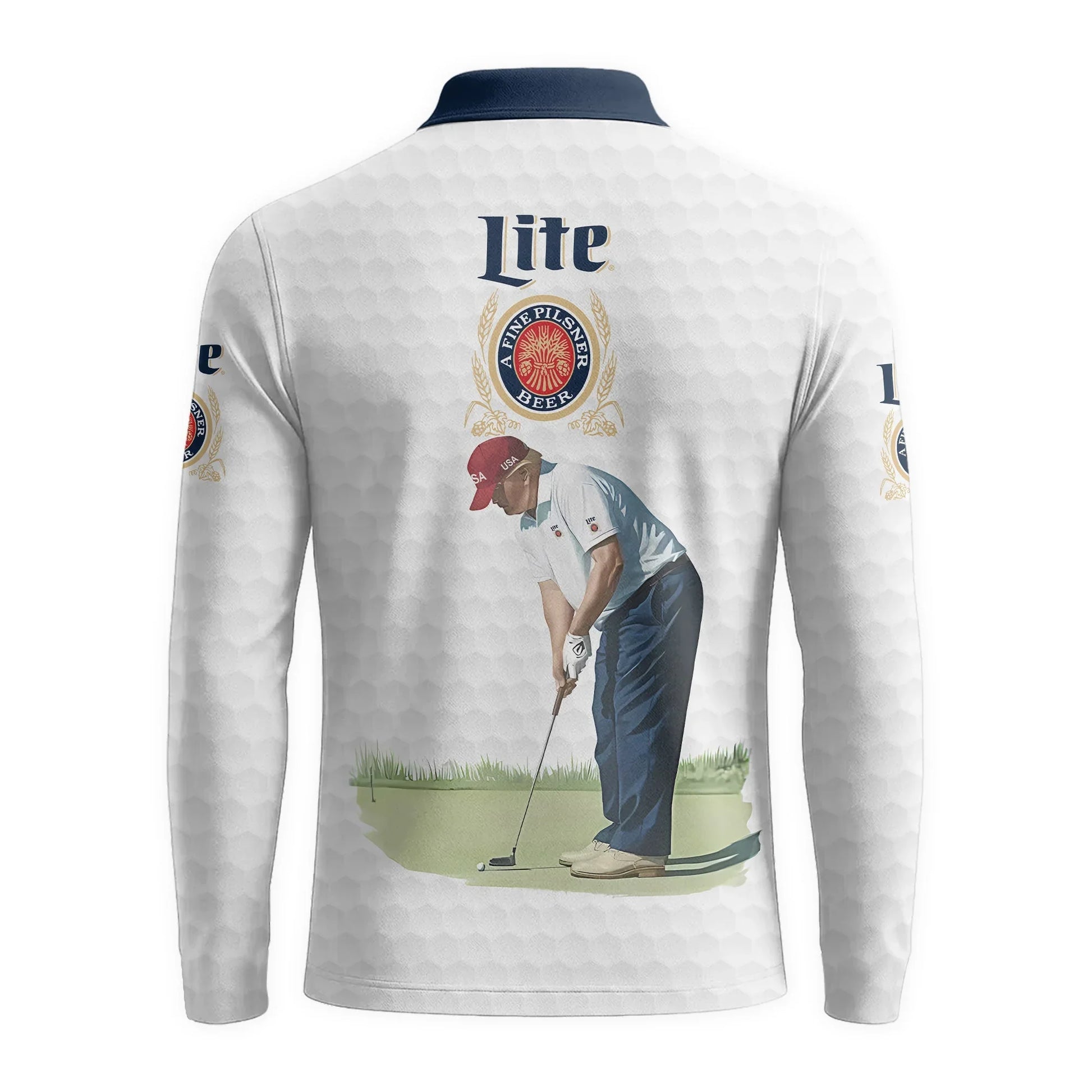  Miller Lite Donald Trump Golf Long Sleeve Polo Shirt