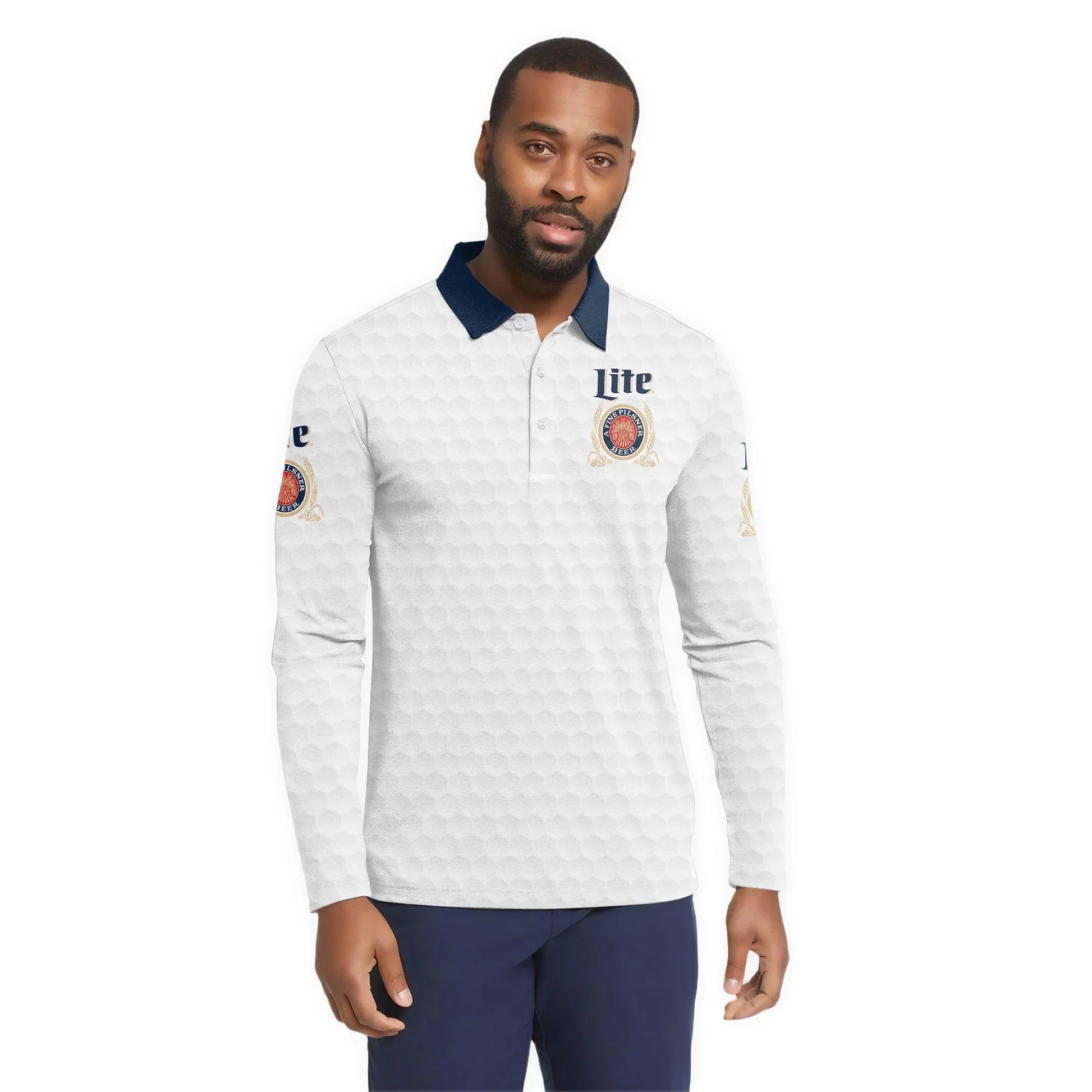  Miller Lite Donald Trump Golf Long Sleeve Polo Shirt