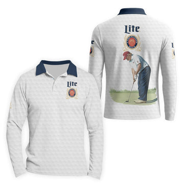  Miller Lite Donald Trump Golf Long Sleeve Polo Shirt