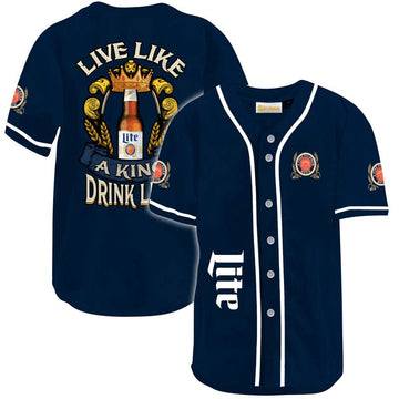 Miller Lite Live Like A King Baseball Jersey - VinoVogue.com