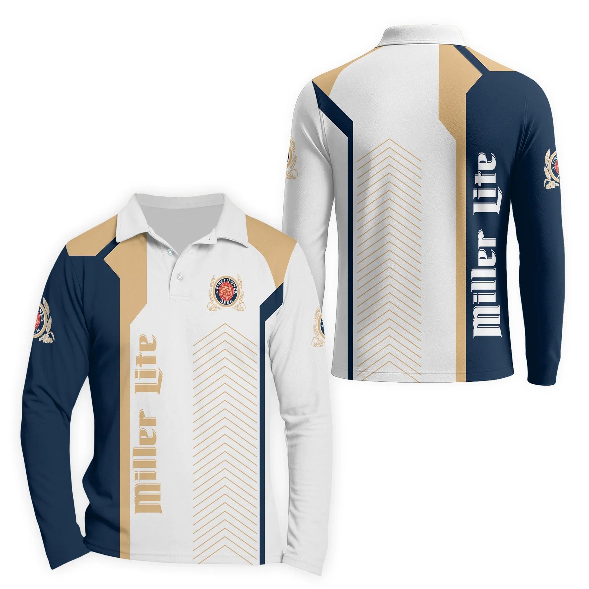  Miller Lite Modern Motorsport Golf Long Sleeve Polo Shirt
