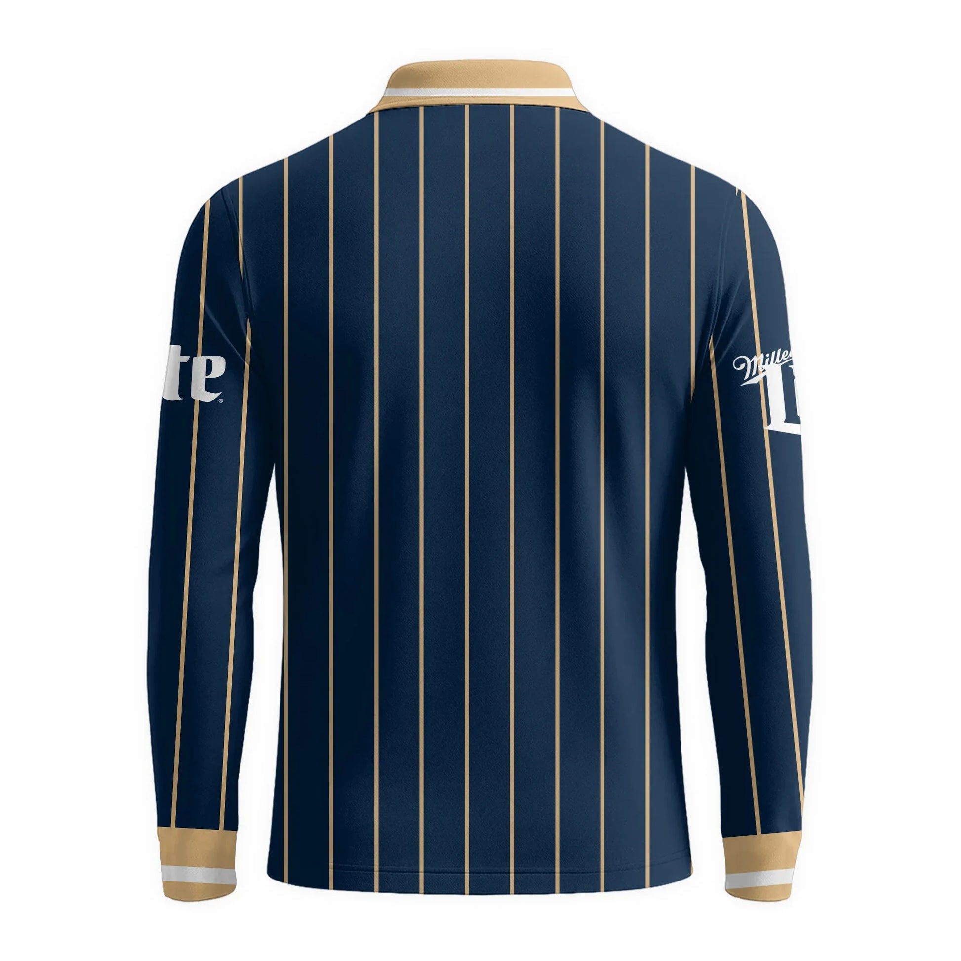  Miller Lite Pinstripe Classic Golf Long Sleeve Polo Shirt