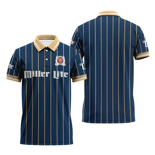Miller Lite Pinstripe Classic Polo Shirt