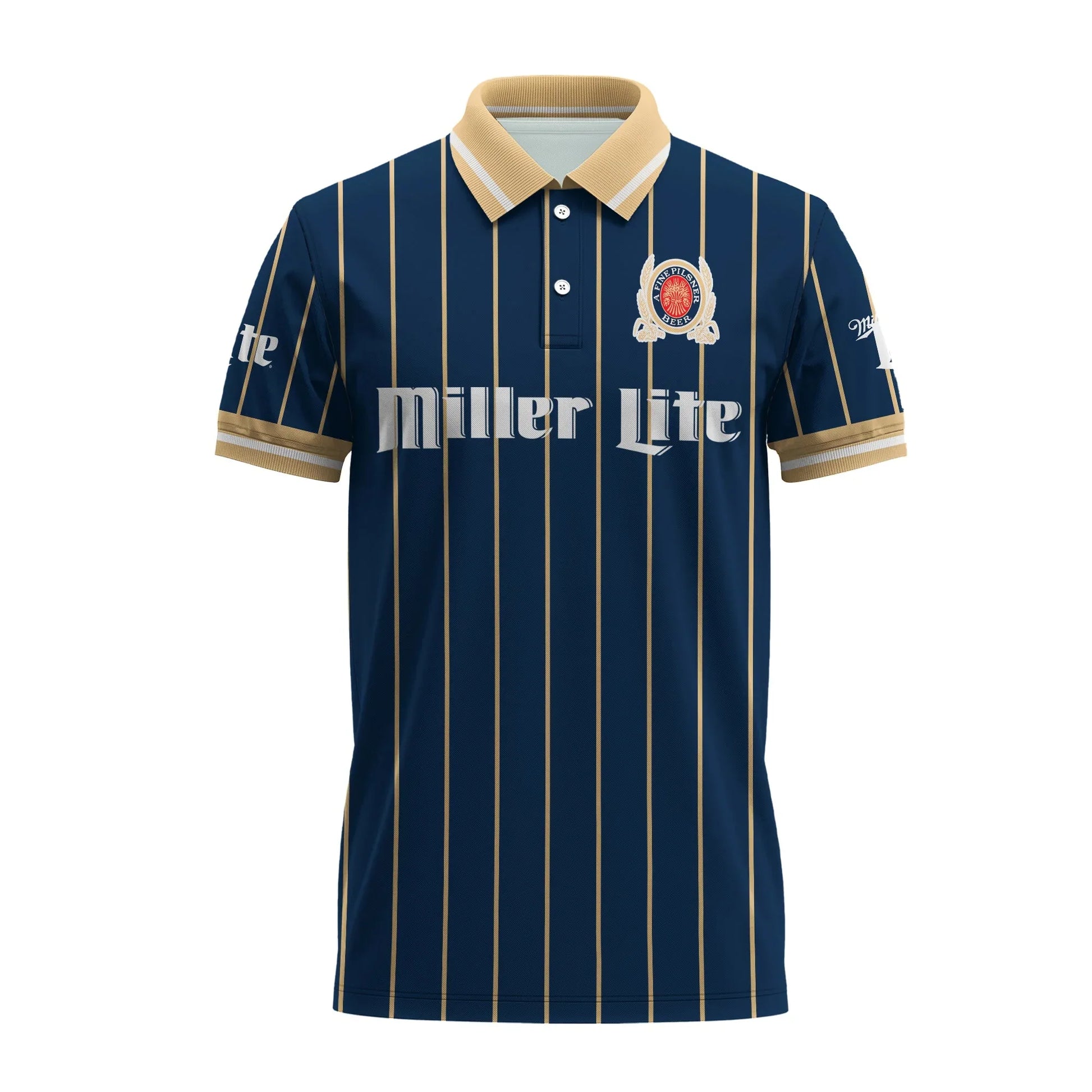 Miller Lite Pinstripe Classic Polo Shirt