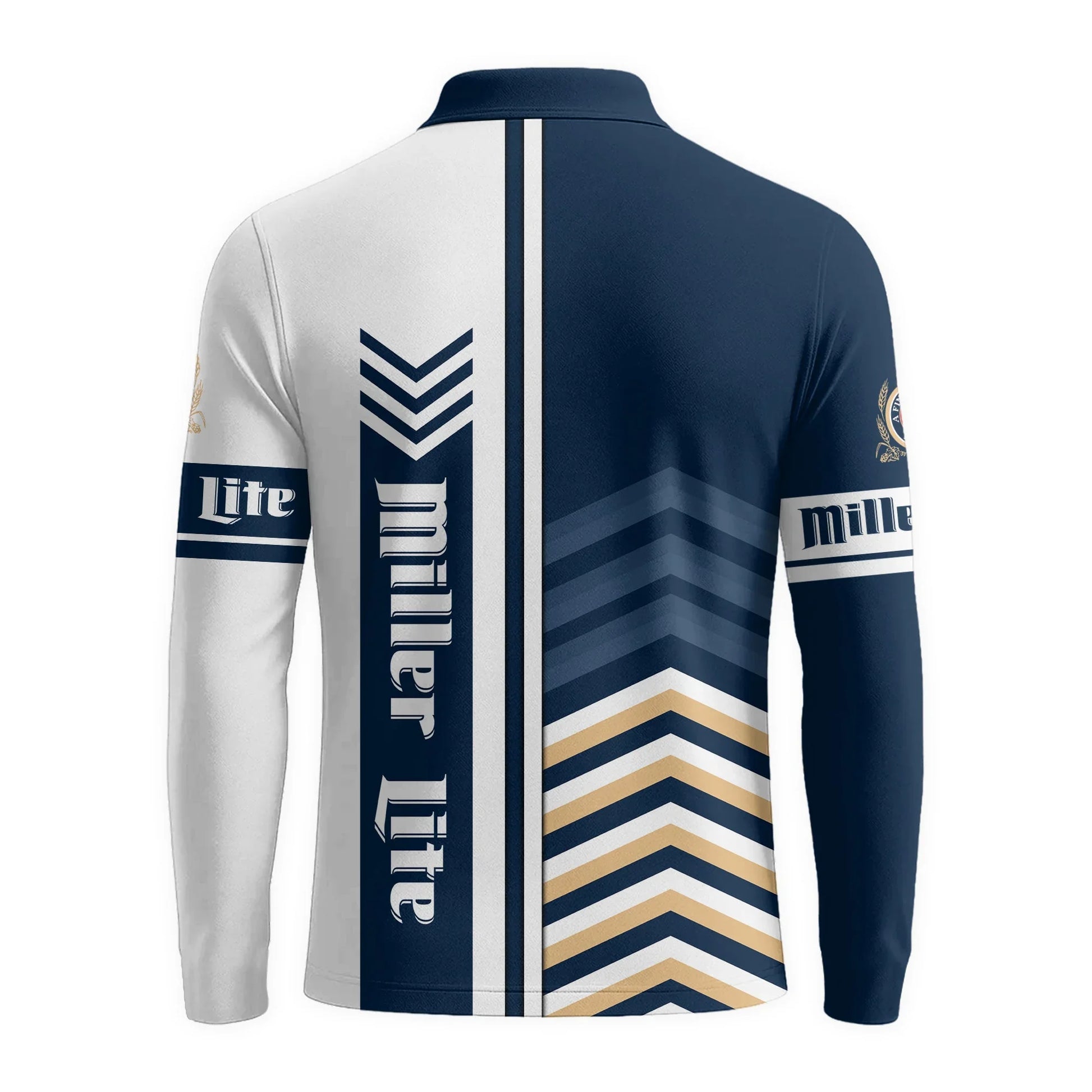  Miller Lite Racing Stripe Golf Long Sleeve Polo Shirt