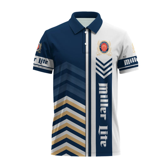 Miller Lite Racing Stripe Polo Shirt