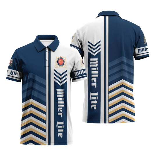 Miller Lite Racing Stripe Polo Shirt