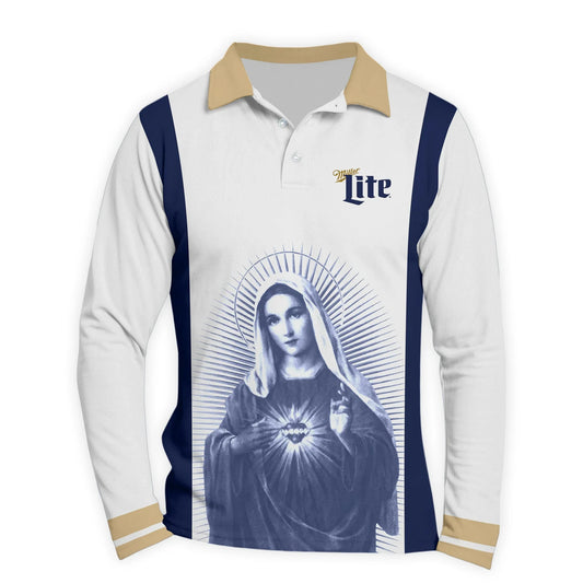  Miller Lite Sacred Maria Golf Long Sleeve Polo Shirt