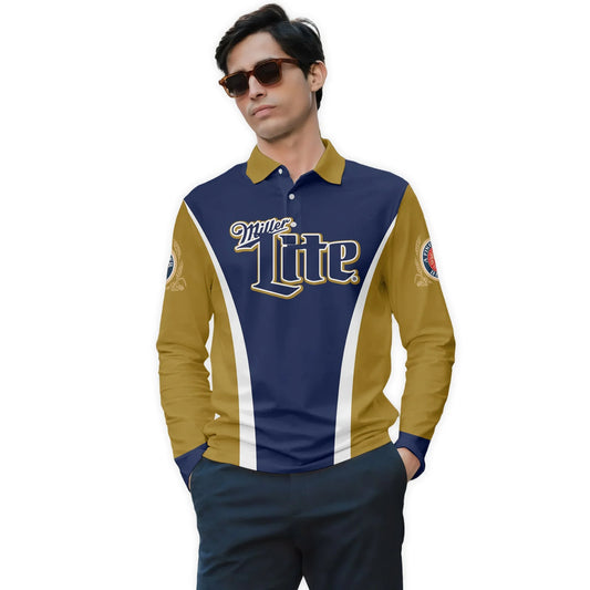  Miller Lite Summit Flow Golf Long Sleeve Polo Shirt