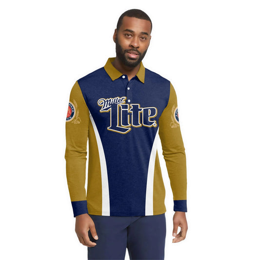  Miller Lite Summit Flow Golf Long Sleeve Polo Shirt