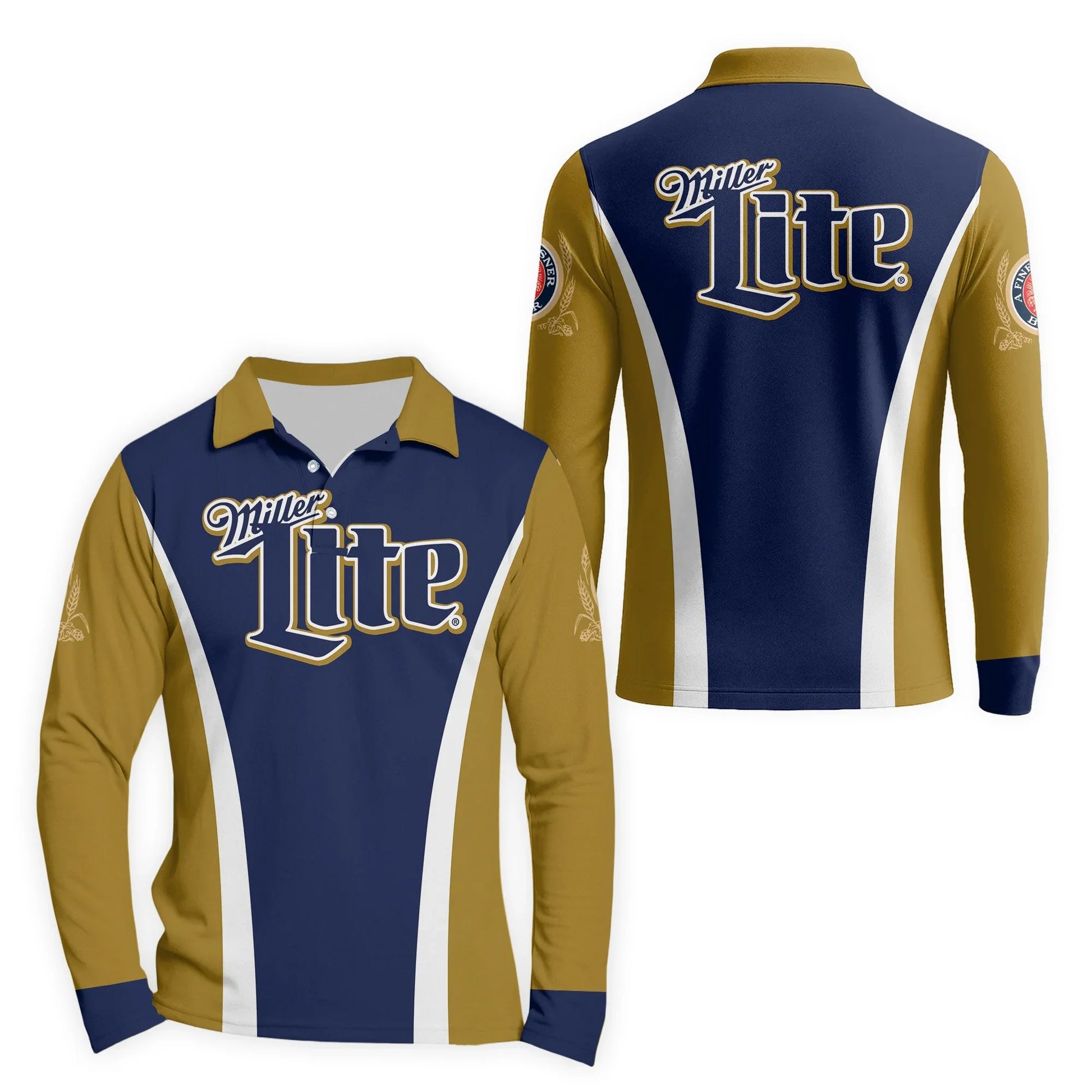 Miller Lite Summit Flow Golf Long Sleeve Polo Shirt