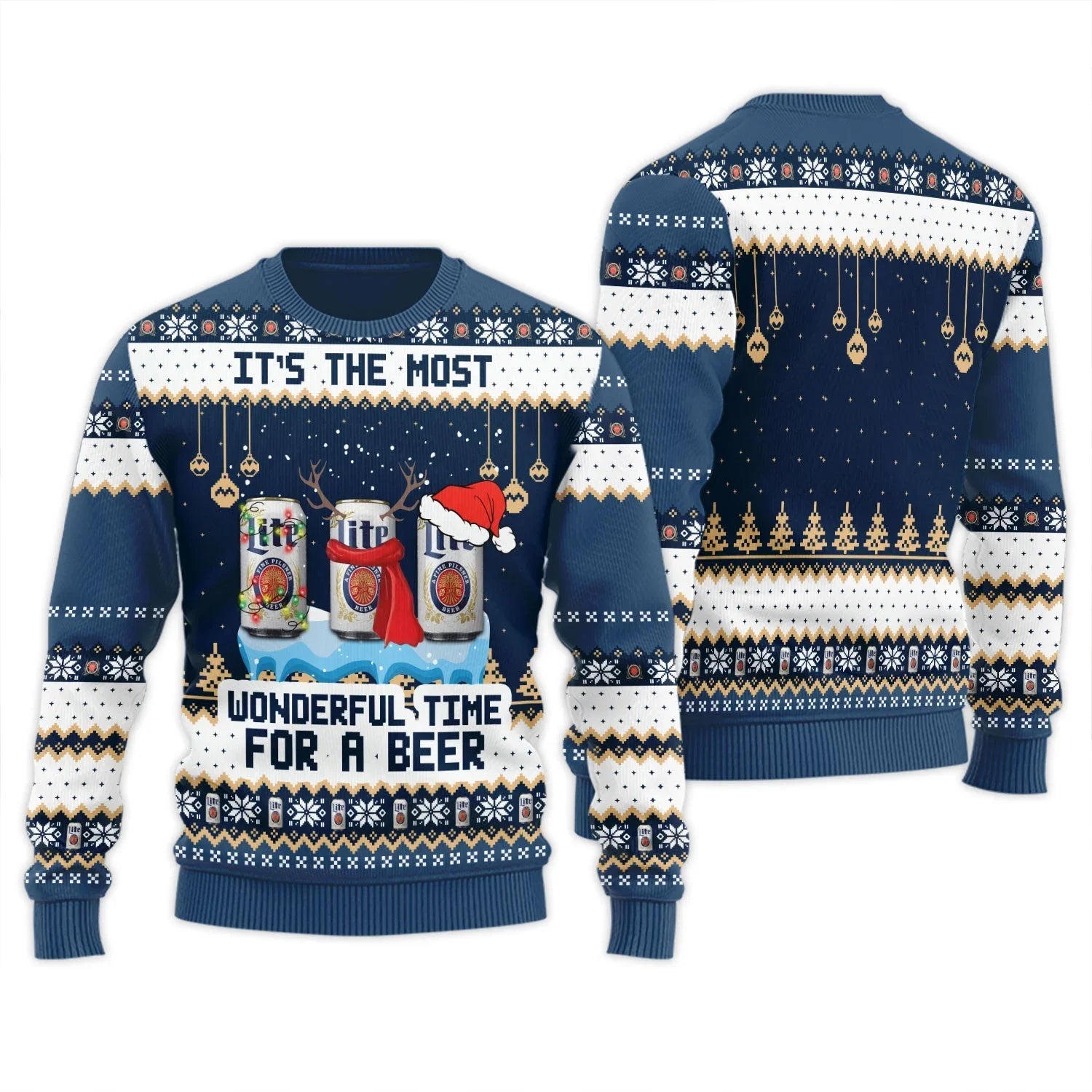 Miller Lite The Most Wonderful Time Ugly Sweater