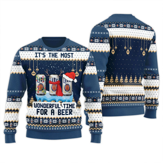 Miller Lite The Most Wonderful Time Ugly Sweater
