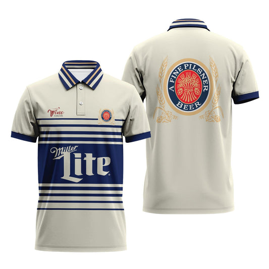  Miller Lite Vintage Stripe Polo Shirt