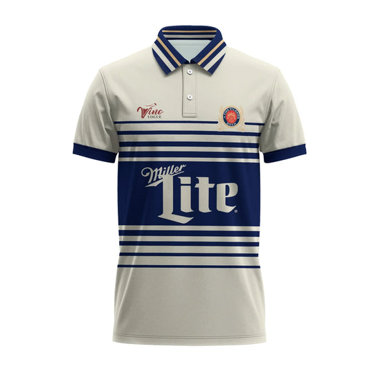  Miller Lite Vintage Stripe Polo Shirt