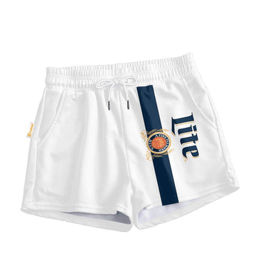 Miller Lite White Basic Women's Casual Shorts - VinoVogue.com