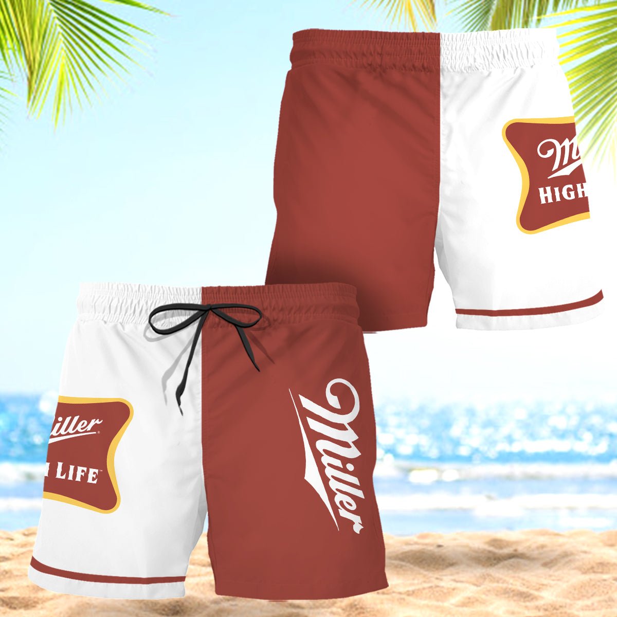 Miller High Life Basic Colorful Swim Trunks - VinoVogue.com