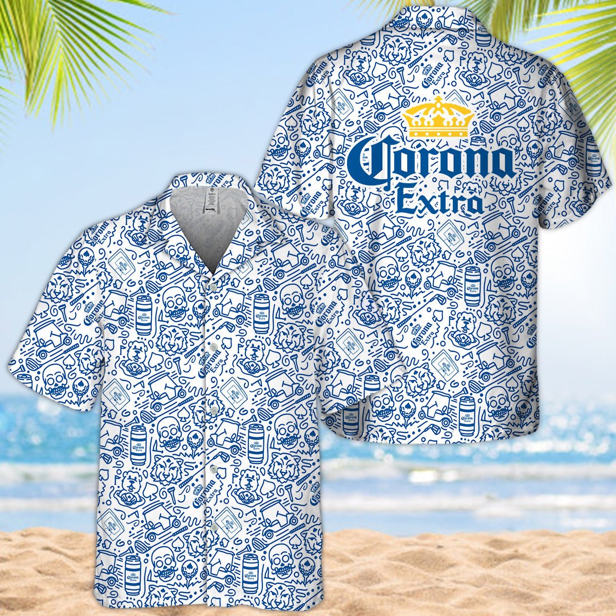 Corona Extra Summer Doodle Art Hawaiian Shirt - VinoVogue.com