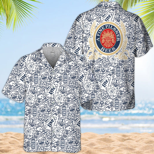 Miller Life Summer Doodle Art Hawaiian Shirt - VinoVogue.com