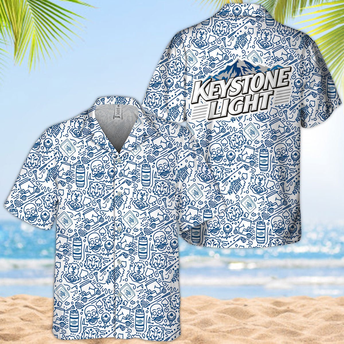 Keystone Light Summer Doodle Art Hawaiian Shirt - VinoVogue.com