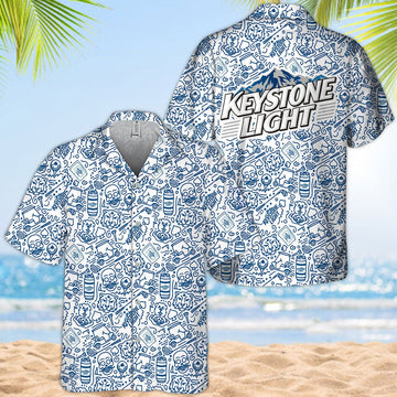 Keystone Light Summer Doodle Art Hawaiian Shirt - VinoVogue.com