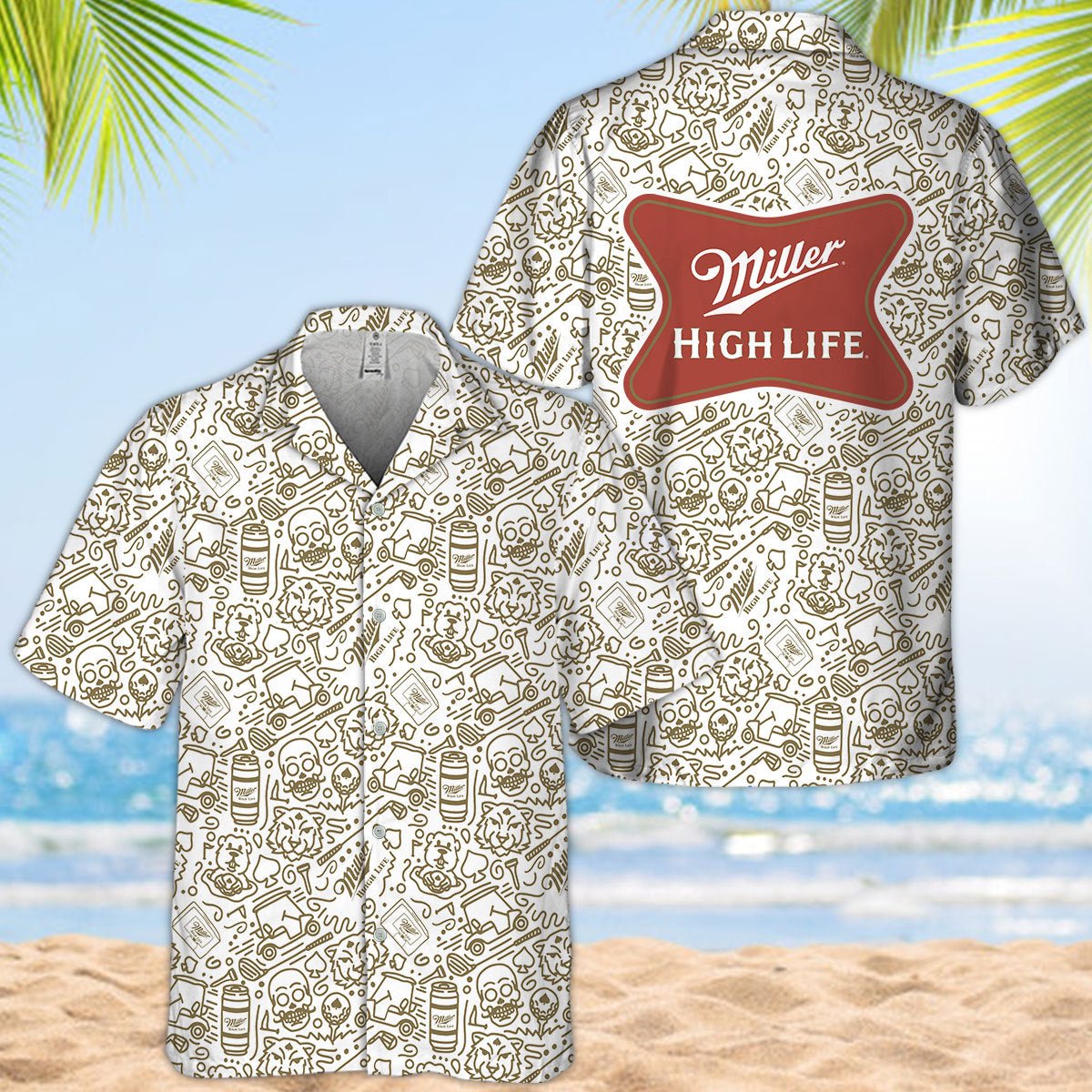 Miller High Life Summer Doodle Art Hawaiian Shirt - VinoVogue.com