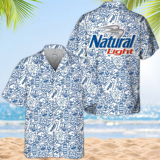 Natural Light Summer Doodle Art Hawaiian Shirt - VinoVogue.com