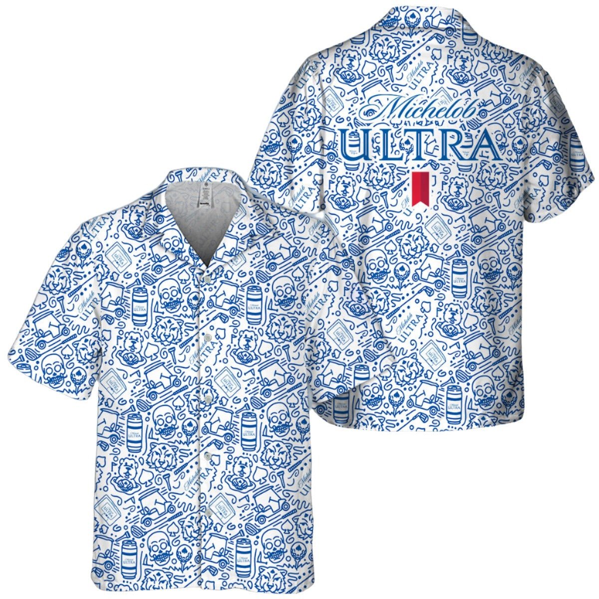 Michelob Ultra Summer Doodle Art Hawaiian Shirt - VinoVogue.com