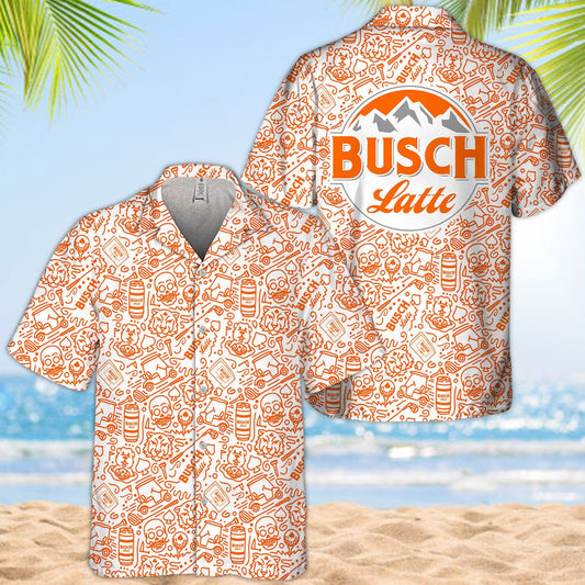 Busch Latte Summer Doodle Art Hawaiian Shirt - VinoVogue.com