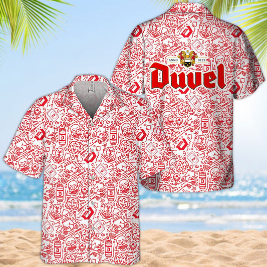 Duvel Summer Doodle Art Hawaiian Shirt - VinoVogue.com