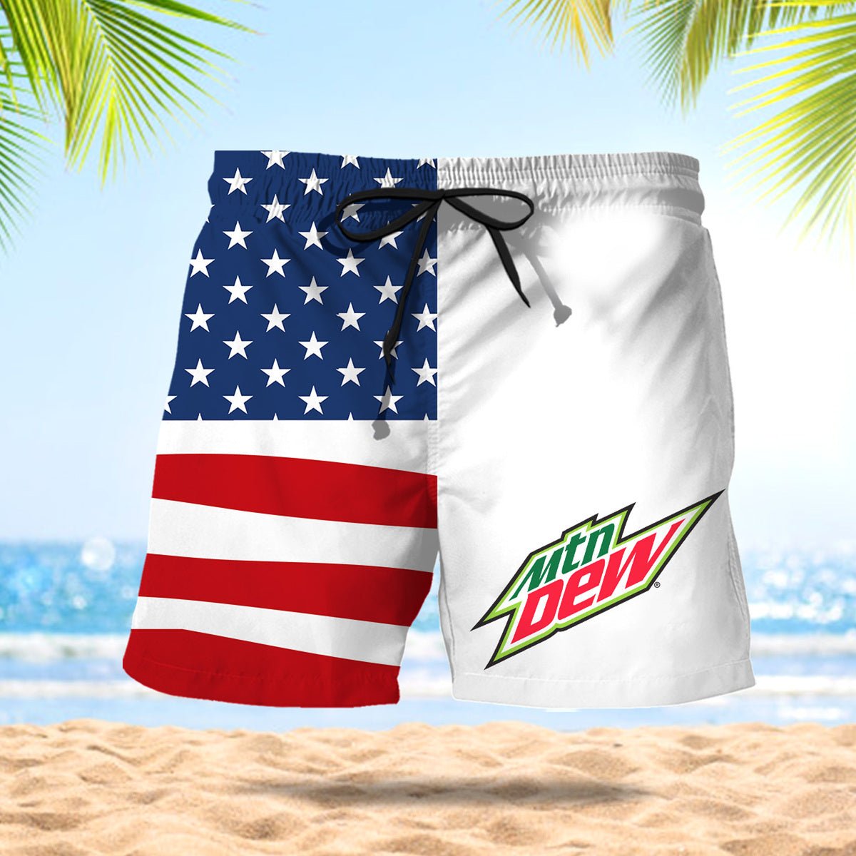 Mountain Dew American Flag Swim Trunks - VinoVogue.com