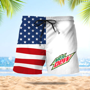 Mountain Dew American Flag Swim Trunks