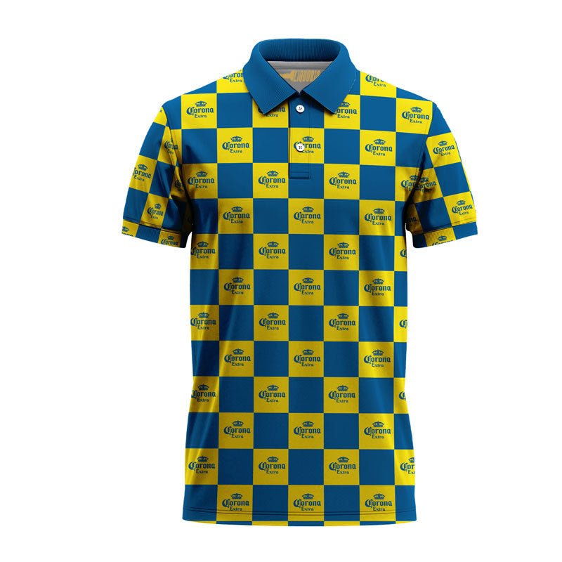 Corona Extra Collab Gingham Polo Shirt - VinoVogue.com