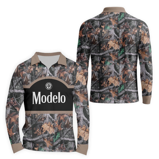  Modelo Camouflage Golf Long Sleeve Polo Shirt